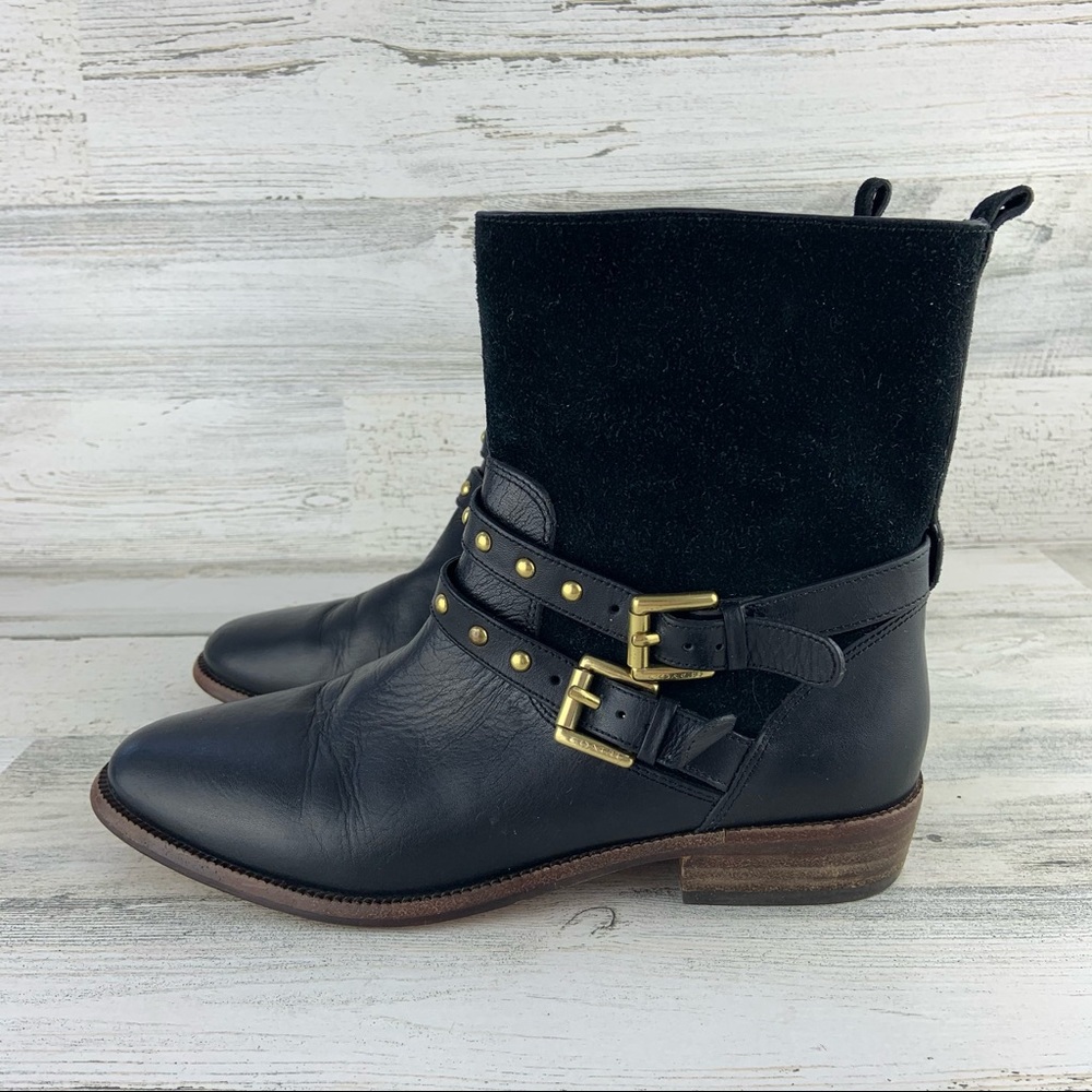 COACH Lilliana Black Leather Ankle Boots Size 6.5B